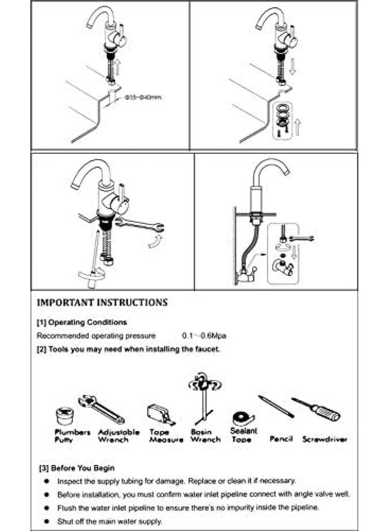 ALMIFTAH Wall Mount Spring Kitchen Faucet, Pull Down Kitchen Sink Mixer Tap with Dual Handle, Hot & Cold Water, Two Swivel Spout Basin Tap for Kitchen Sink - Image 3